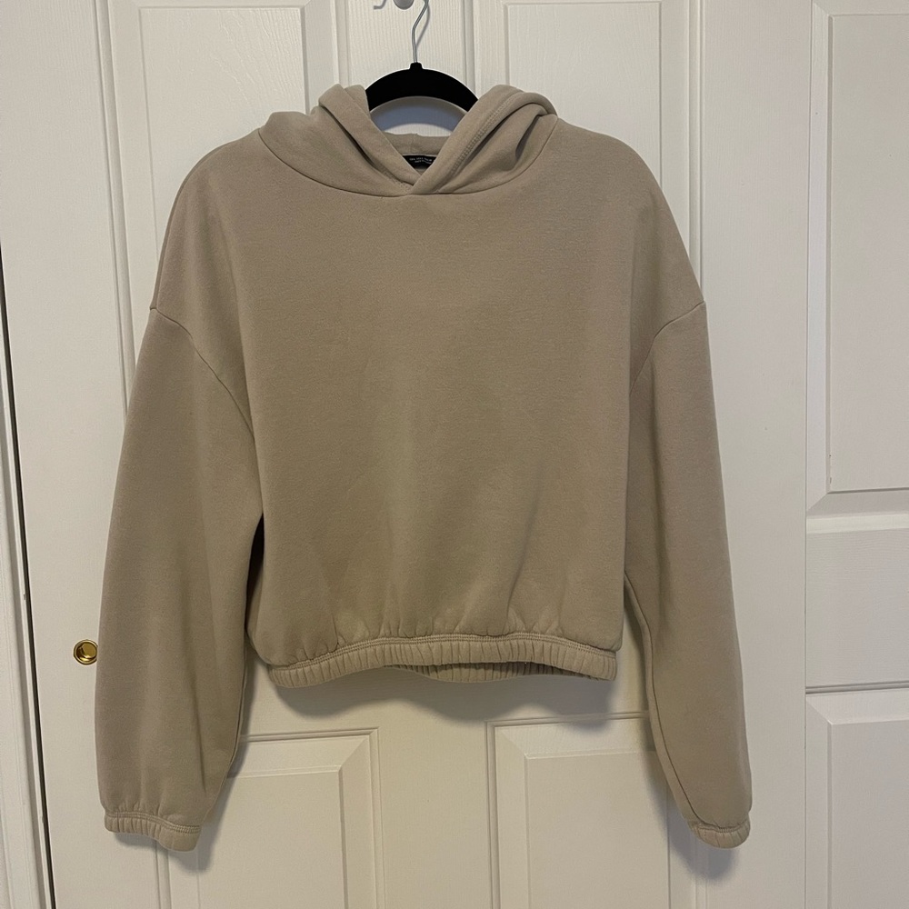 Zara Tan Cropped Hoodie Size L✨
